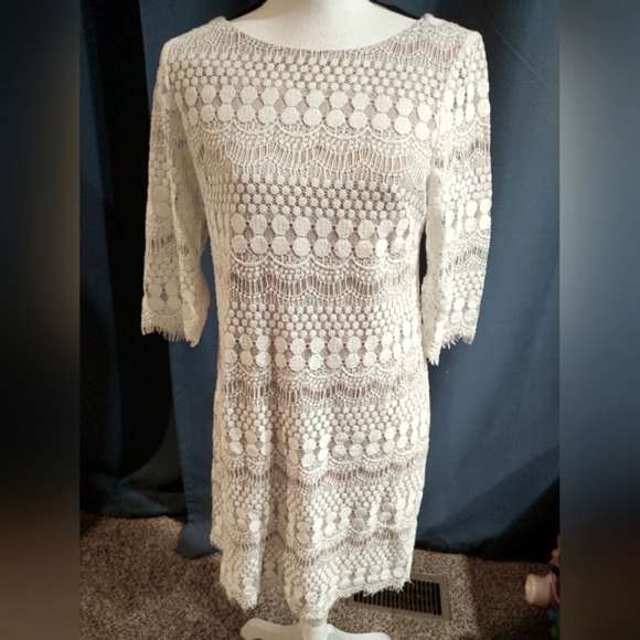 Jessica Howard brand size 10P lace boho/art deco/flapper style midi dress - Picture 7 of 13
